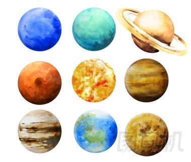水彩行星集合