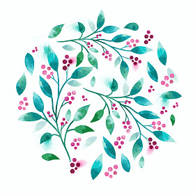 花载体水彩画