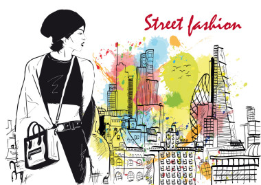 素描风格的时尚女孩