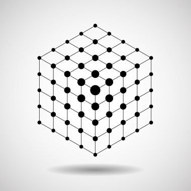 多维数据集的线和点，分子格的几何形状，网络连接