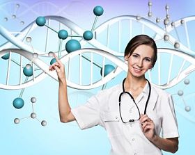 女医生和 dna 分子公式图片