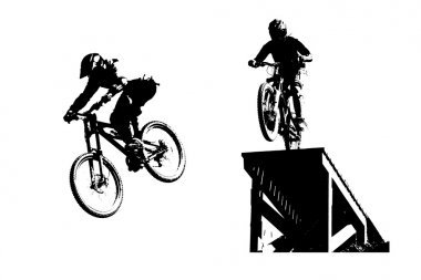 山地自行車剪影圖片