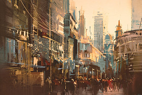 城市街道、 复古风