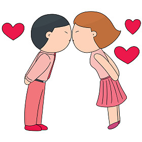 向量集的男人和女人接吻