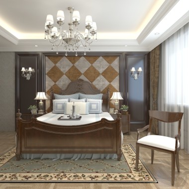 臥室室內 3d 渲染圖片
