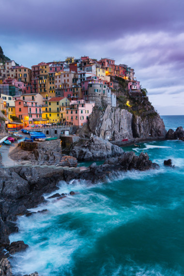 五漁村，意大利美麗的夜晚風(fēng)景