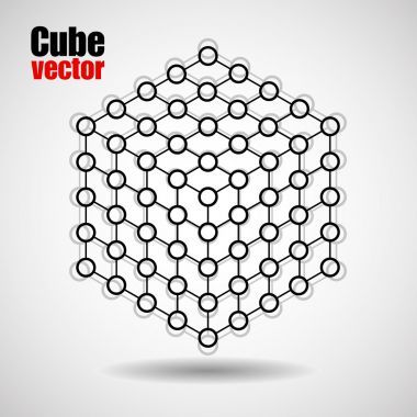 多维数据集的线和点，分子格的几何形状、 网络连接、 矢量图