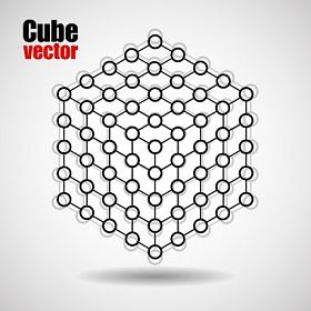 多维数据集的线和点，分子格的几何形状、 网络连接、 矢量图