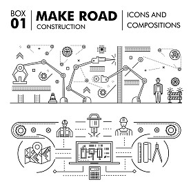 现代组合建筑道路施工细线砌块