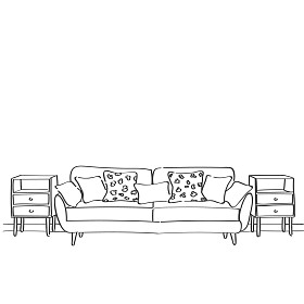 手的客厅有一个沙发的素描画