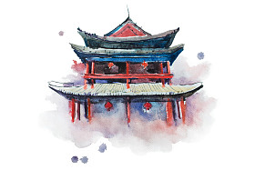 西安工事水彩画