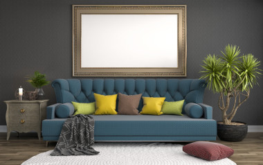 小樣在室內(nèi)背景海報(bào)幀。3d 圖