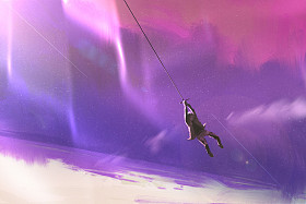 行星地球上空秋千绳图片