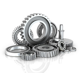 齿轮和轴承孤立的白色背景。3d 图