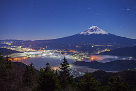 富士山和河口湖湖 图片