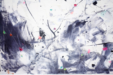 抽象绘画和蓝色的油漆照片