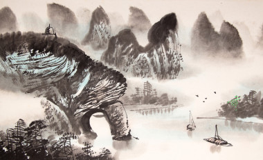 中國山水畫水彩