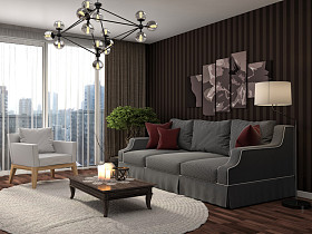 内政部与沙发。3d 图照片