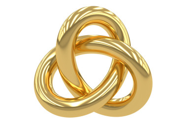 金色三葉結(jié)，3d 渲染圖片