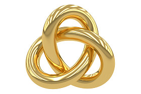 金色三叶结，3d 渲染图片