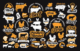 向量集的屠杀标签、 标识、 图标和设计元素