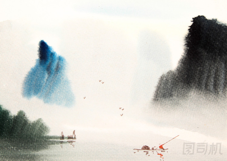 中國(guó)山水畫(huà)水彩圖片