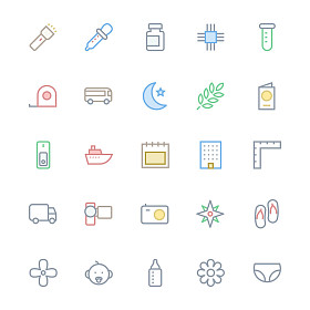 用户界面彩色的线条矢量图标 54