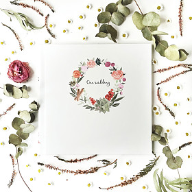 婚礼相册与水彩的打印，洋甘菊