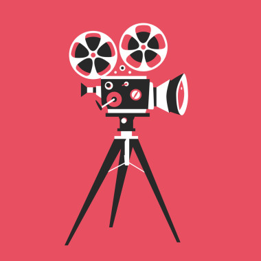 復(fù)古電影放映機海報?？ㄍㄊ噶繄D。電影院電影