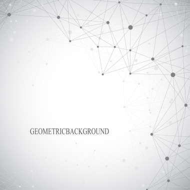 幾何的灰色背景分子和通信。帶點相互連接的直線。矢量圖
