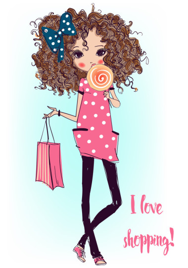 可爱的卡通时髦女孩