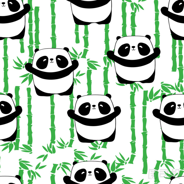 可愛(ài)的熊貓無(wú)縫模式圖片
