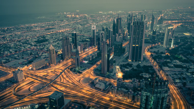 迪拜市區(qū)夜景與城市燈光