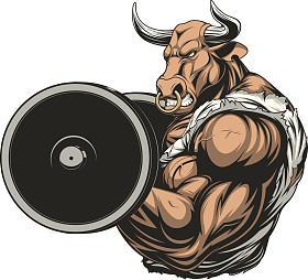 与杠铃凶猛公牛