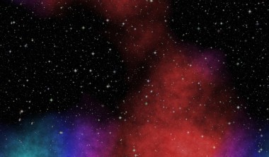 太空深處新全景看。漆黑的夜晚滿天的繁星。在外層空間星云