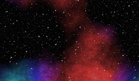 太空深处新全景看。漆黑的夜晚满天的繁星。在外层空间星云