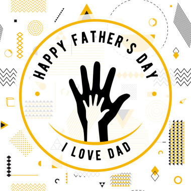 快乐的父亲一天愿望设计矢量背景无缝模式。时尚的父亲行问候与手。爸爸海报用于打印或 web。现代节日的愿望。时髦风