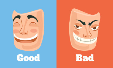 好的和壞的掩碼。矢量平面卡通插畫