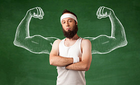 瘦的年轻男人工作