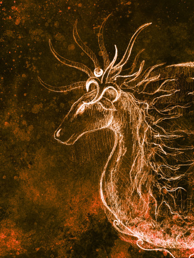 旧纸张背景电脑拼贴上画画的观赏动物。和色彩结构