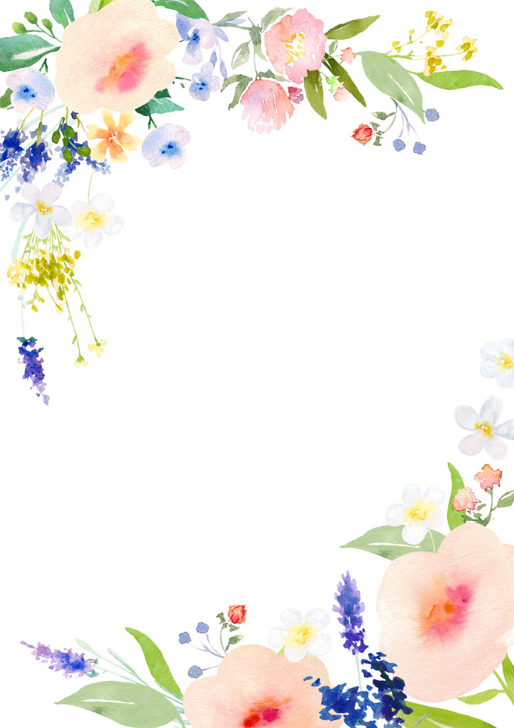 水彩花卡模板