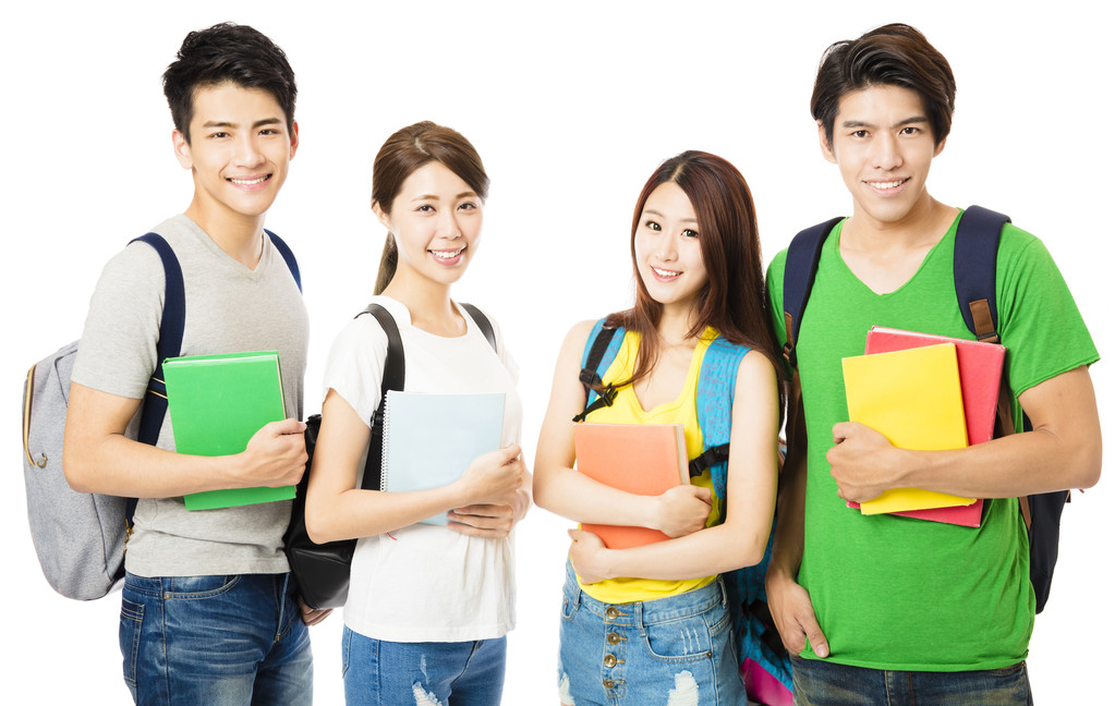 快乐群大学生上白色孤立