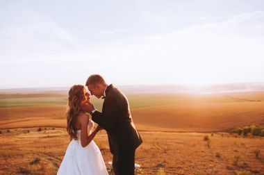 美丽的 newlyweeds 对夫妇