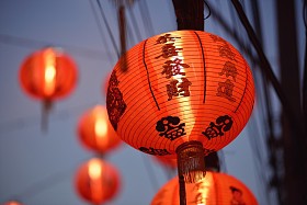 中国的灯笼装饰漂亮的中文.照片