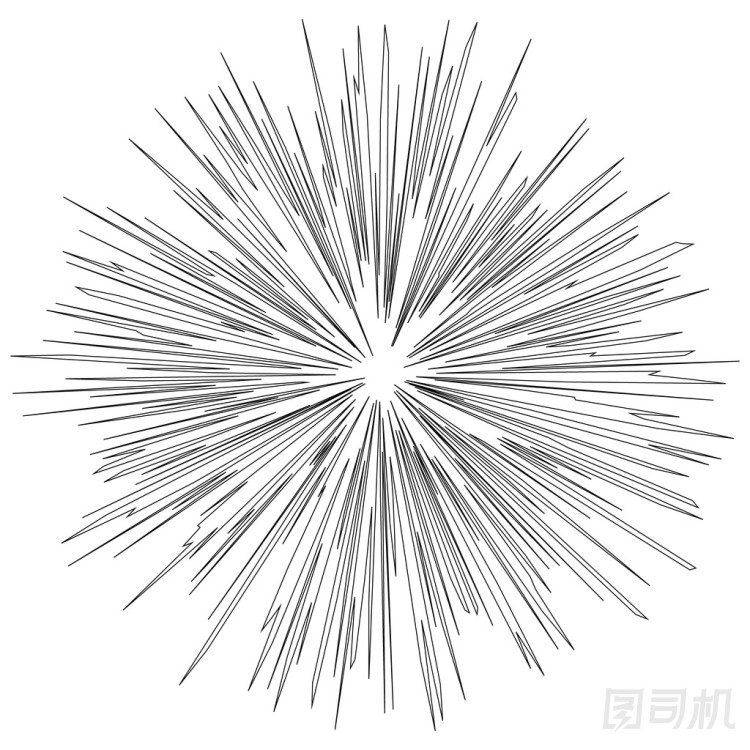 黑洞插圖。爆炸的插圖。徑向線