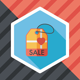 情人节那天销售平面图标与长长的影子，eps10