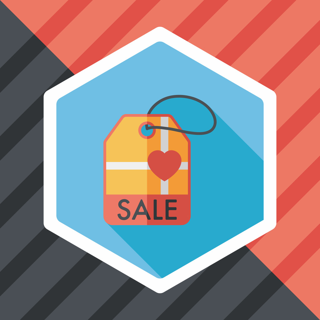 情人节那天销售平面图标与长长的影子,eps10 情人节那天销售平面图标与长长的影子,eps10