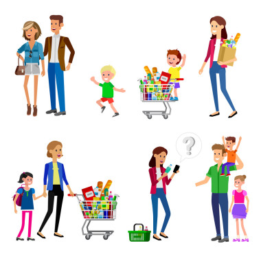 商店、 超市矢量平面插圖