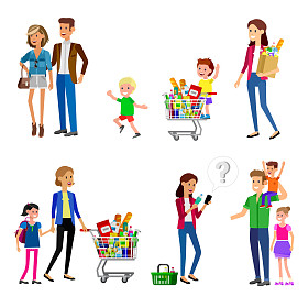 商店、 超市矢量平面插图