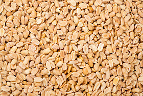 花生。关门的油炸、 去皮和盐渍花生